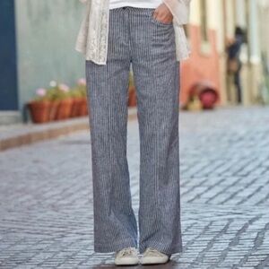 Sundance 100% Linen Andover Gray Striped Pants